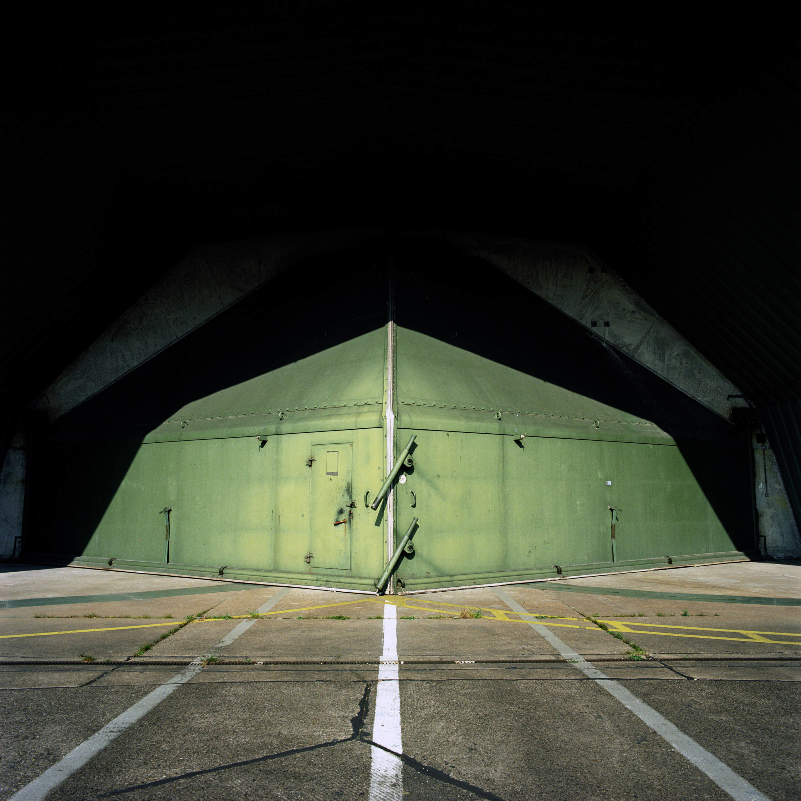 West Germany. Airplane shelter at a British Royal Air Force base