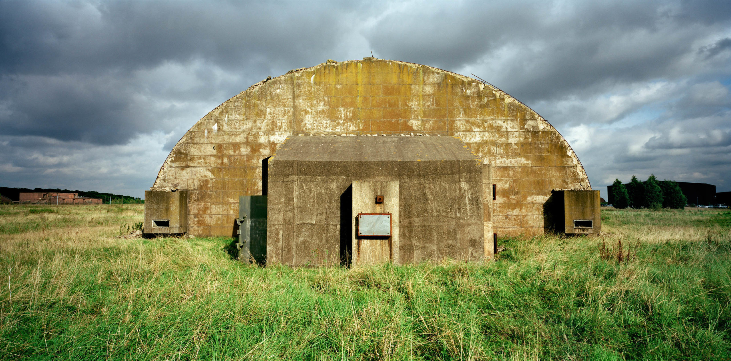 United Kingdom. Airplane shelter at a US Air Force base