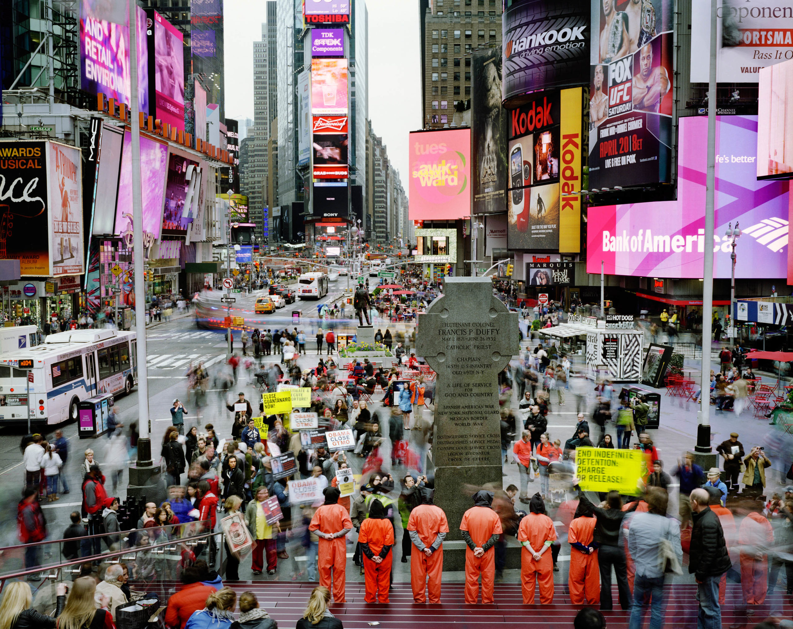 Times Square, Manhattan, New York, USA (Guantanamo Bay protest)