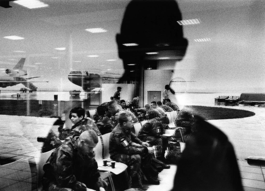 Dutch soldiers go to Bosnia. Airbase Eindhoven, Netherlands, 1999