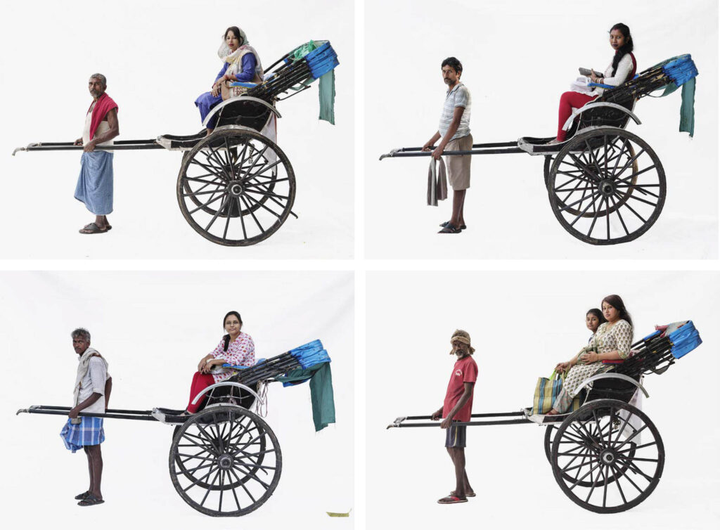 Rickshaw puller and passengers. 
Kolkata, India